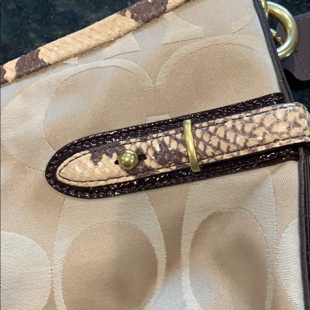 Coach Bag Beige W Python Trim Authentic - image 6